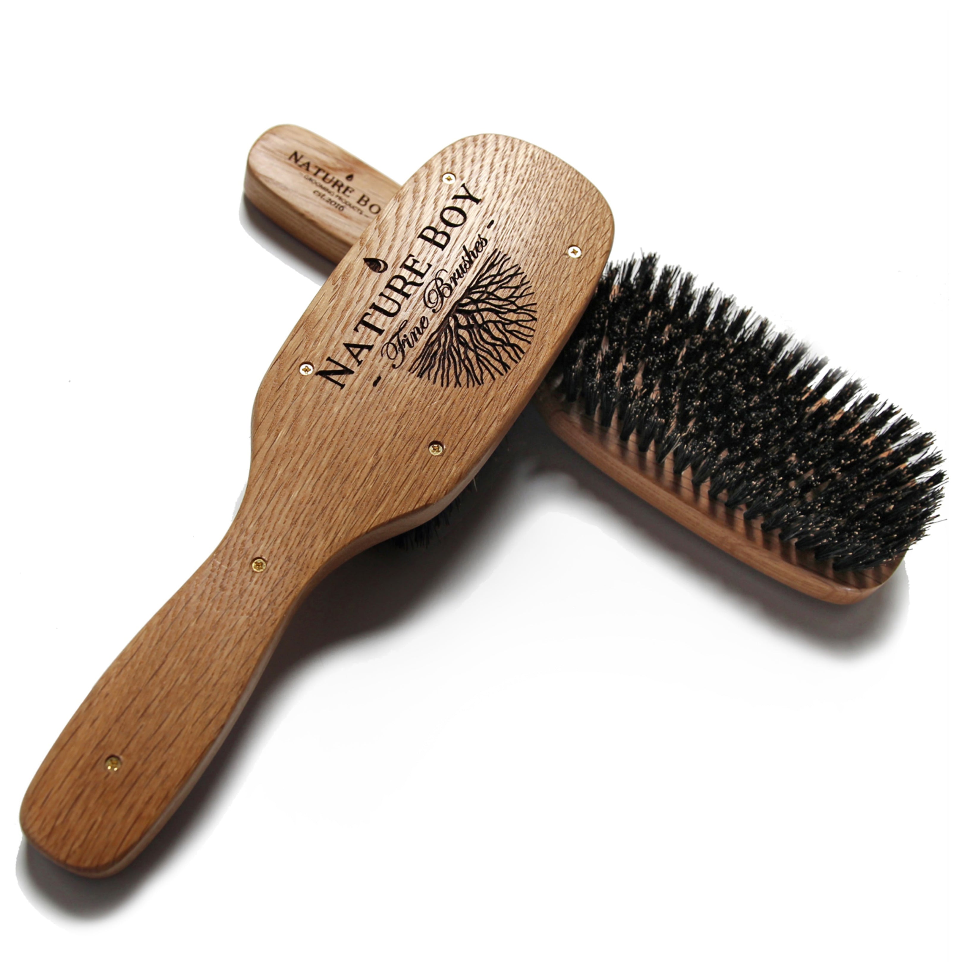 nature boy grooming products long handle boar bristle hair wave brush firm oak wood 100% natural 4