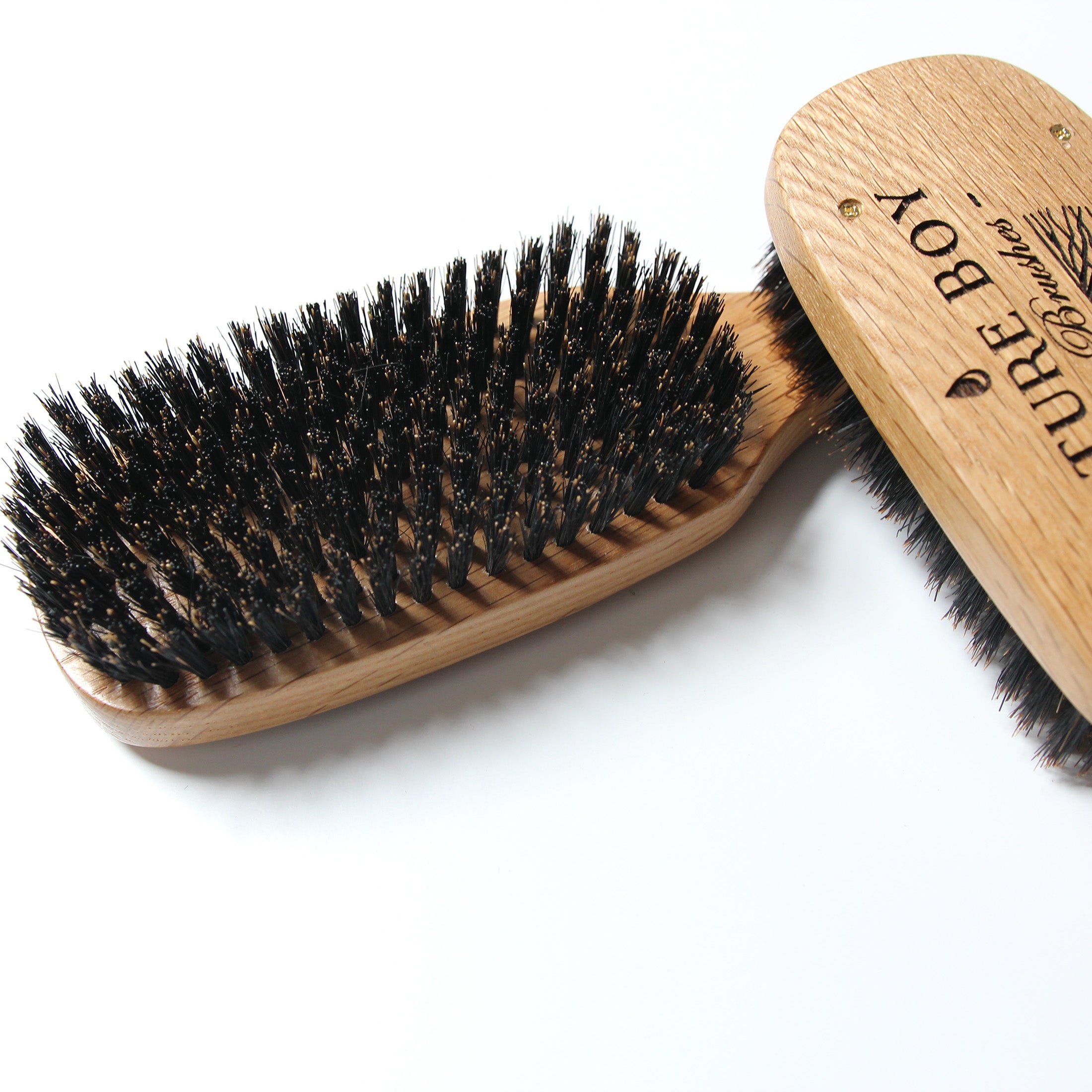 nature boy grooming products long handle boar bristle hair wave brush firm oak wood 100% natural 3